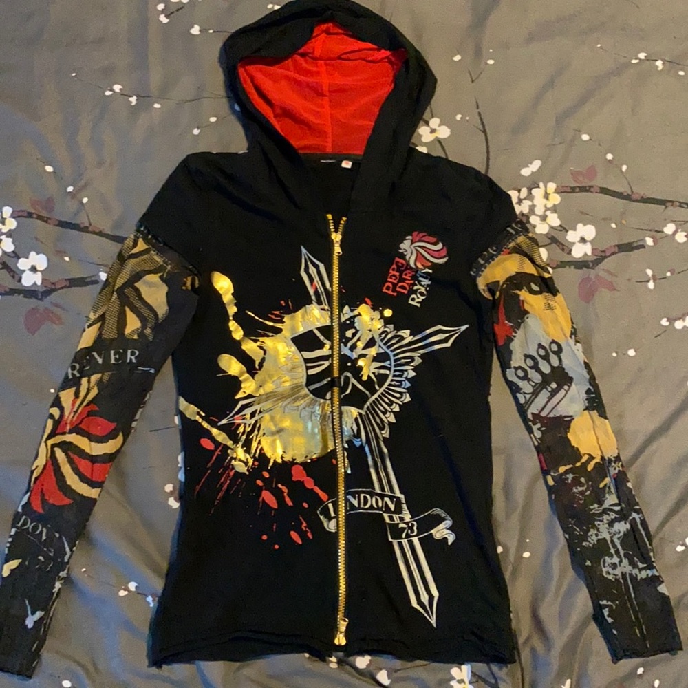 Women style Very unique looking zip up hoodie.